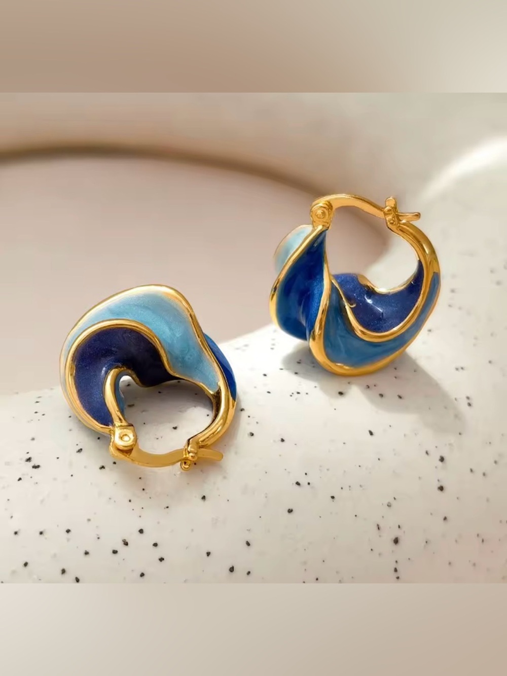 French Retro Enamel Glaze Spiral Drop Earrings Irregular Earring
